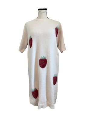 Gelato Pique Strawberry Fuzzy Lounge Dress One Size Soft Kawaii Pajama Dress